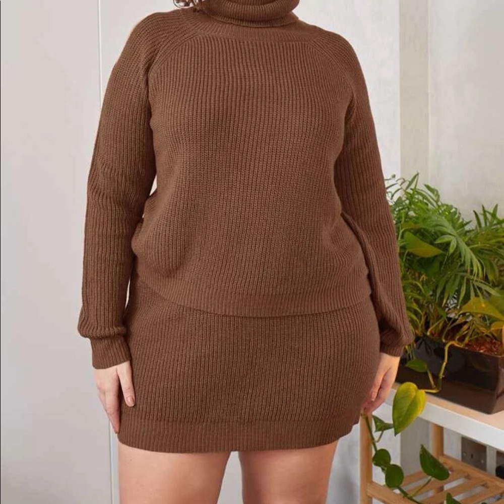 Top and skirt knit set